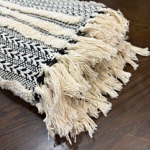 Newport Black and Cream Woven Throw Blanket